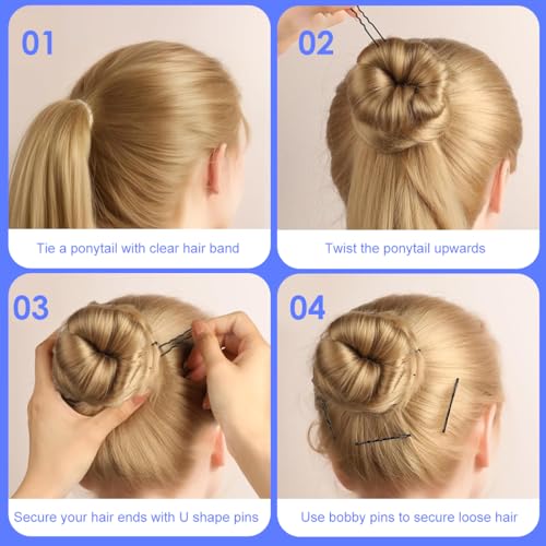 MAYCREATE® 600PCS Bobby Pins Hair U Pins with Mini Rubber Ties Stylish Metal for Updos Holding Stray Strands Accessories for Girls Women Black MAYCREATE® 600PCS Bobby Pins Hair U Pins with Mini Rubber Ties Stylish Metal for Updos Holding Stray Strands Accessories for Girls Women Black